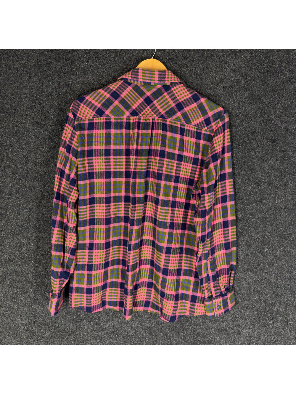 Lands' End Shirt Women XL Pink Plaid Button Up Collared Long Sleeve Cotton - Picture 4 of 10